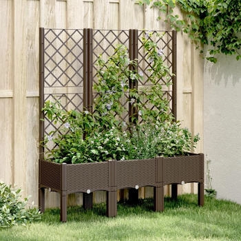 vidaXL Pflanzkübel mit Rankgitter Braun 120 x 40 x 142 cm PP (367930)