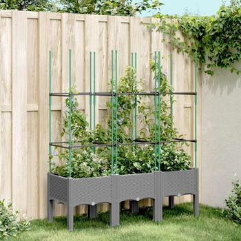 vidaXL Pflanzk&uuml;bel mit Rankgitter Hellgrau 120 x 40 x 142,5 cm PP (367957)