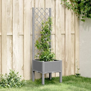 vidaXL Pflanzk&uuml;bel mit Rankgitter Hellgrau 40 x 40 x 142 cm PP (367917)