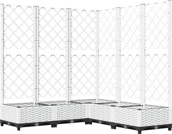 vidaXL Pflanzkübel mit Rankgitter Weiß 120 x 120 x 121,5 cm PP (153287)