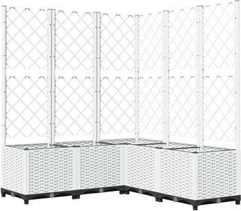 vidaXL Pflanzkübel mit Rankgitter Weiß 120 x 120 x 136 cm PP (153288)