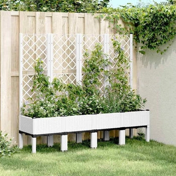 vidaXL Pflanzkübel mit Rankgitter Weiß 160 x 40 x 142 cm PP (367934)