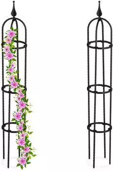 Relaxdays Metal obelisk trellis set of 2 black