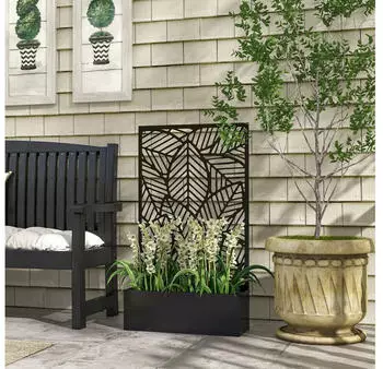 Outsunny Hochbeet Pflanzkasten Metall 61 x 23 x 113 cm schwarz (84H-522V00BK)