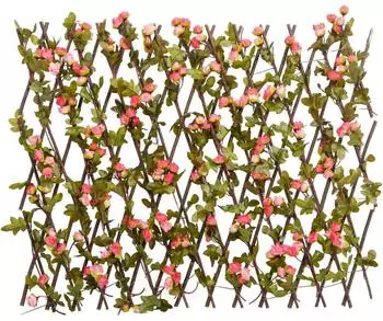 vidaXL Expandable wooden trellis ivy pattern 180 x 60 cm dark pink