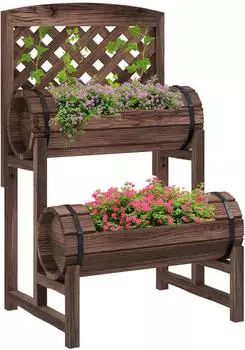 Outsunny Wooden planter on legs with trellis 42 x 49 x 80 cm brown