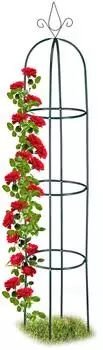 Relaxdays Iron obelisk trellis pyramid 200 cm dark green