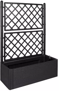 Kreher Rankgitter mit Pflanzkasten Rattan-Optik Kunststoff Anthrazit 100x43x142cm (89952)