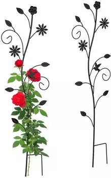 Relaxdays Rankhilfe Schwarz Metall Floral 34x110x1 cm