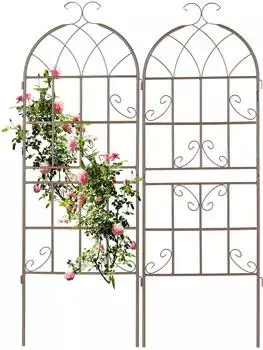 Relaxdays 2Xrankgitter Braun Metall 50x150x2 cm