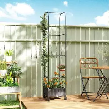 Outsunny Hochbeet Schwarz Metall 24 L 40x185x40 cm