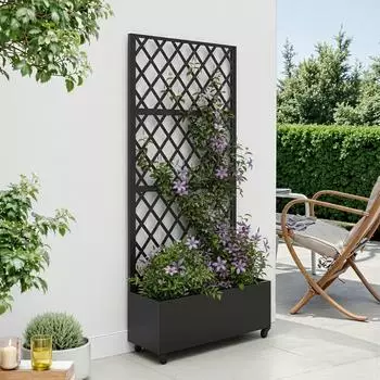 casa.pro Steel partition with trellis 190 x 82 x 38 cm black