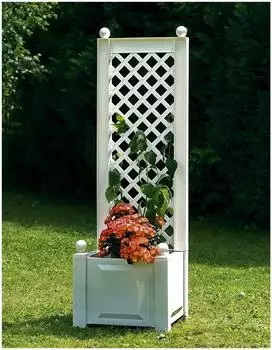 KHW Pflanzkasten mit Spalier 43 x 140 cm weiß