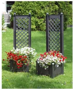 KHW Pflanzkasten mit Spalier 43 x 140 cm anthrazit - 2er Set
