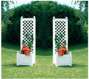 KHW Pflanzkasten mit Spalier 43 x 140 cm weiß - 2er Set