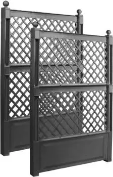 KHW Spalier 100cm mit Erdspieß anthrazit 2er Set (47725)