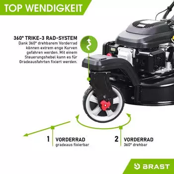 Brast 21224 Trike – Leistungsstarker Benzin-Rasenmäher für große Flächen