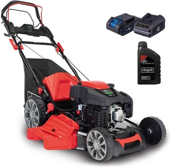 Scheppach Benzin Rasenm&auml;her MS225-56E mit E-Start | inkl. Akku | Ladeger&auml;t und Motor&ouml;l