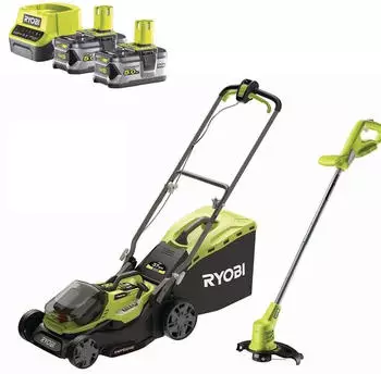 Ryobi RY18LMH37LT25-250 Rasenmäher und Trimmer inkl Ladegerät und 2x 5,0 Ah Akku