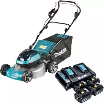 Makita DLM 466 PG4 Akku-Rasenm&auml;her 36V (2x18V) 46cm Brushless + 4x 6,0Ah + Ladeger&auml;t (DLM466PG4)