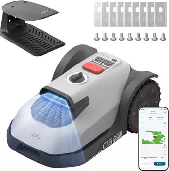 Eufy C15 mit Garage und eufy Ersatzklingenbox