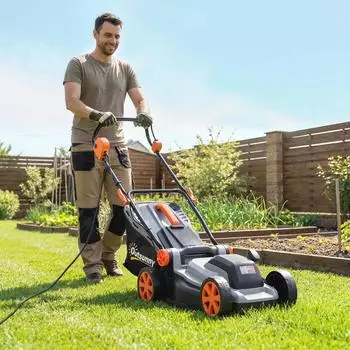 Outsunny Elektro-Rasenmäher 1200W, 34cm Schnittbreite, 35L Fangkorb, Mulchfunktion (84H-722V91LG)