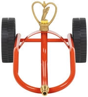 vidaXL Sprinkler-Schlitten mit R&auml;dern und Drehbarem Kopf Rot Stahl