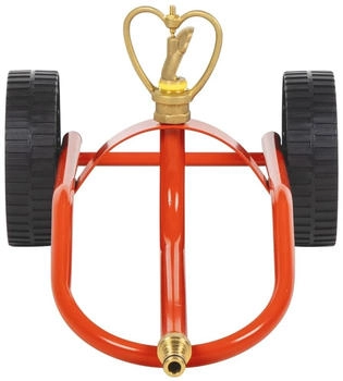 vidaXL Sprinkler-Schlitten mit R&auml;dern und Drehbarem Kopf Rot Stahl