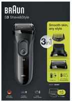 Braun Series 3 3000BT Barttrimmer Akku Nass & Trocken 3-7 mm schwarz/grau