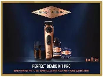 Gillette King C. Gillette Perfect Beard Kit Pro – Vielseitige Aufsätze für individuelle Bartformen