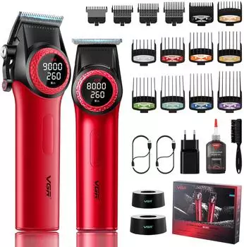 VGR 001 Hair Clipper & 977 T-Blade Trimmer red