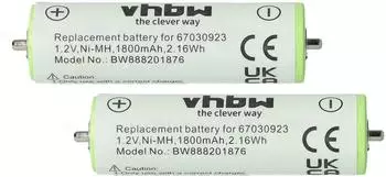 vhbw Ersatz-Akku 2x NiMH 1800mAh 1,2V f&uuml;r Rasierer (170683362-3)