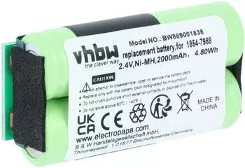 vhbw Ersatzakku f&uuml;r Elektrorasierer 2000mAh, 2,4V, NiMH
