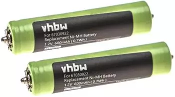 vhbw 2x Ersatzakku f&uuml;r Elektrorasierer 600mAh, 1,2V, NiMH (170683341-9)