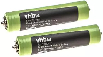 vhbw Ersatzakku 2x NiMH 600mAh 1,2V für Rasierer (170683341-6)