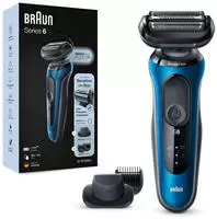 Braun Series 6 61-B1500s Elektrorasierer, blau mit EasyClick Aufsatz,...