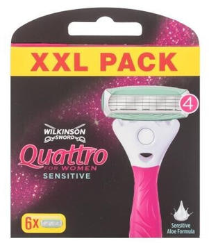 Wilkinson Sword Quattro for Women Sensitive Rasierklingen (6 Stck.)