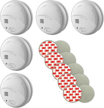 Heitech 5x Rauchmelder 85 dB Inkl. 9V Batterien und Magnet Halterungen