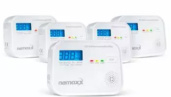 Nemaxx CM18 Kohlenmonoxidmelder LCD-Display 85dB elektrochemischer Sensor, 5er-Set (CM18)