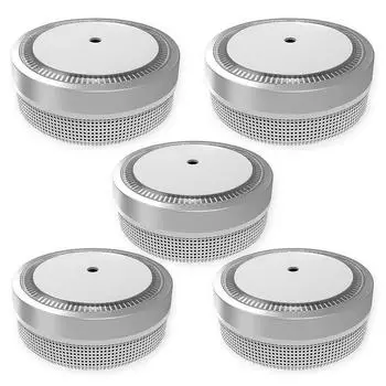 Nemaxx M1-Mini Rauchwarnmelder photoelektrisch 85dB 3V Lithium Silber 5er-Pack (M1 Mini Rauchmelder Silber 5-Pack)