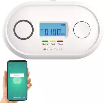 VisorTech WLAN-Kohlenmonoxid-Melder LCD-Display, 85dB, DIN EN 50291-1