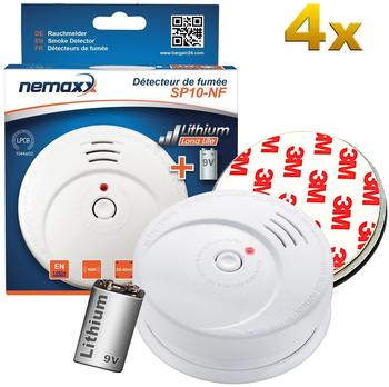 Nemaxx 4x Nemaxx SP10-NF Rauchmelder - hochwertiger Rauchwarnmelder mit sensibler fotoelektrischer Technologie nach DIN EN 14604 mit NF-Zertifikat +4x Nemaxx Magnethalterung