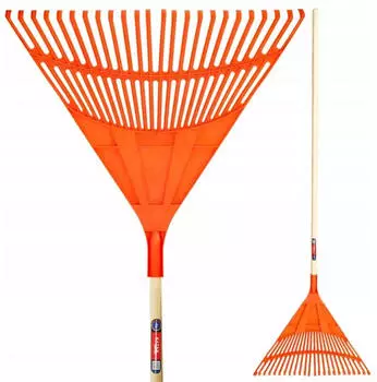Kadax Laubrechen mit langem Holzstiel, breit, orange (K2521)