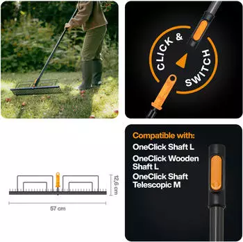 Fiskars OneClick Rasenrechen 570mm, 35 Zinken (1080680)