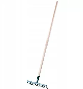 Kadax Flache Harke Metall mit Holzstiel, 12 Zinken (K657)
