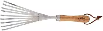 Esschert Hand-Laubrechen Fächerbesen Edelstahl & Holz (GT75)