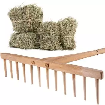 Kadax Hojden Heurechen mit langem Holzstiel, 12 Zinken (K1746)