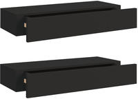 vidaXL Wandregale mit Schubladen 2 Stk. Schwarz 60x23,5x10 cm MDF