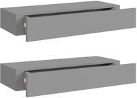 vidaXL Wandregale mit Schubladen 2 Stk. Grau 60x23,5x10 cm MDF