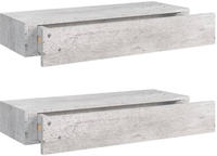 vidaXL Wandregale mit Schubladen 2 Stk. Betongrau 60x23,5x10 cm MDF